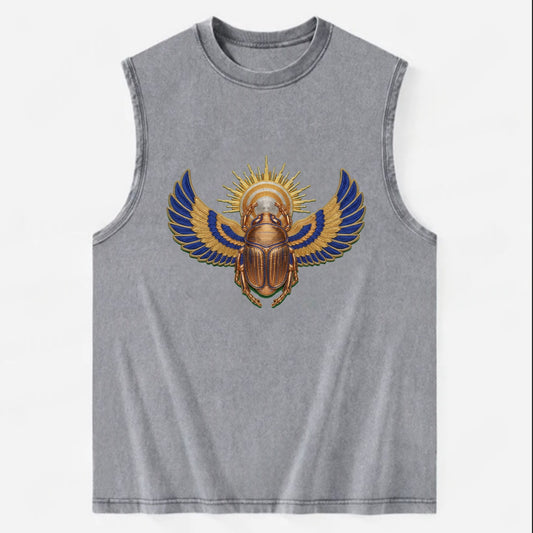 Winged Scarab - Vintage Washed Tank - Grey