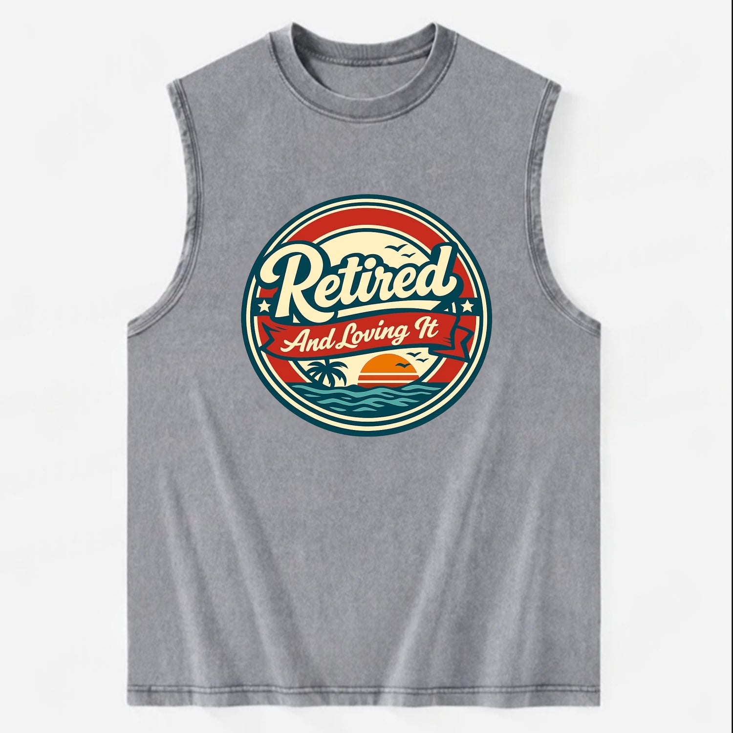Carefree Retirement Emblem - Vintage Washed Tank - Grey
