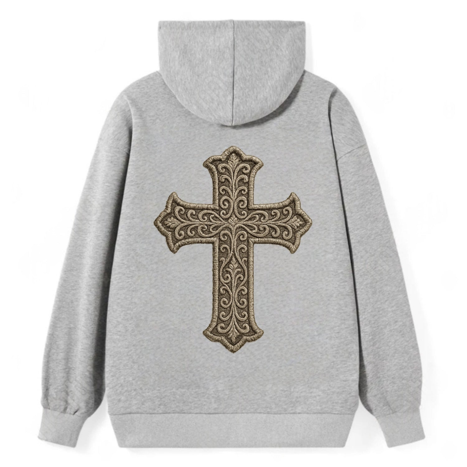 Filigree Cross  - Classic Pullover Hoodie - Grey