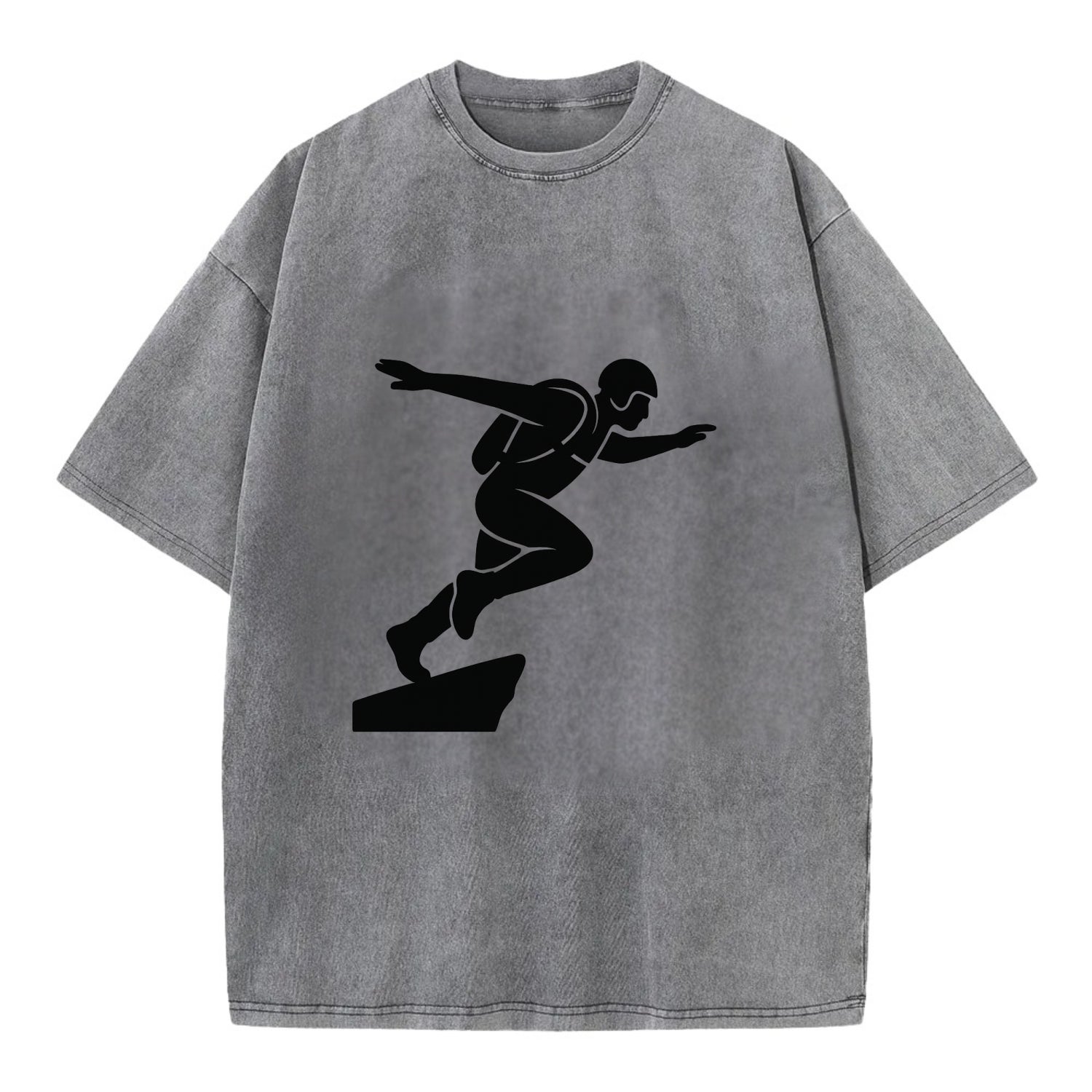 Base jumper launching off - Vintage T-shirt - Grey