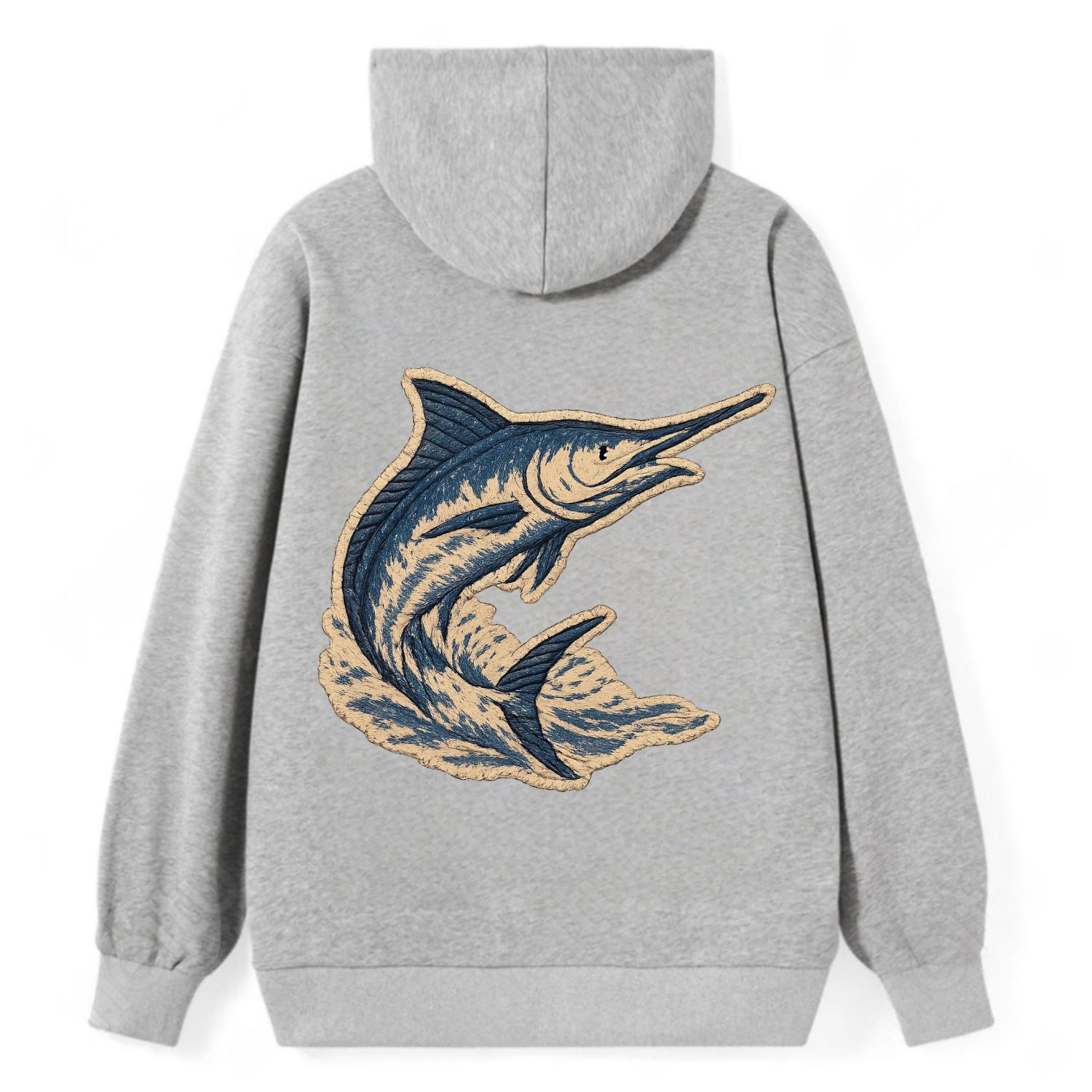 SWORDFISH MARLIN - leaping marlin in blue and silver , sport fishing - Classic Pullover Hoodie - Grey