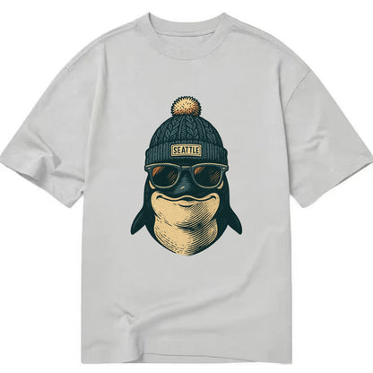 Washington Orca wearing Seattle beanie with pom pom and wayfarer sunglasses - Classic T-shirt - Grey