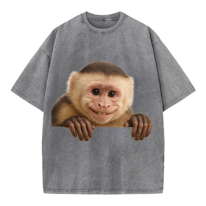 Capuchin Monkey  - Vintage T-shirt - Grey
