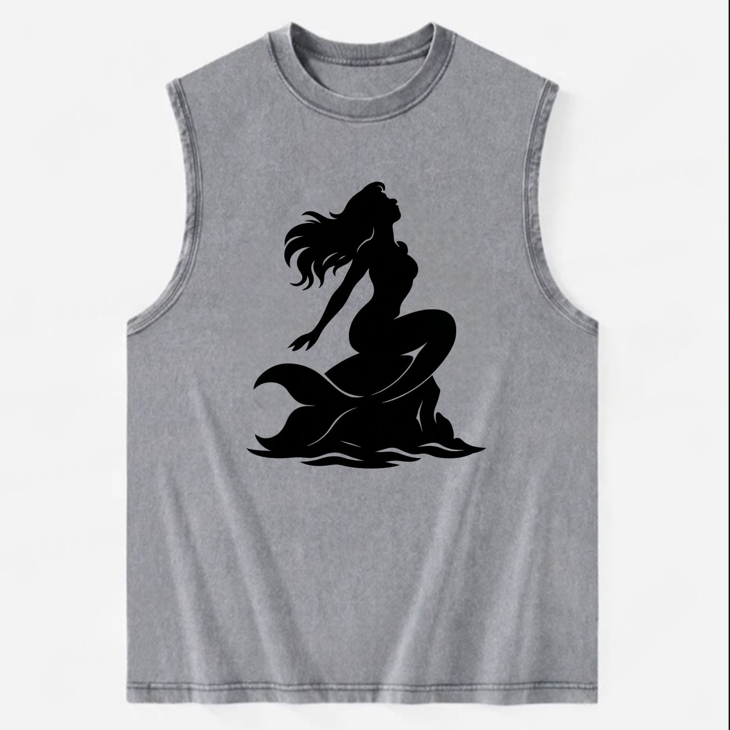 Mermaid on ocean rock - Vintage Washed Tank - Grey