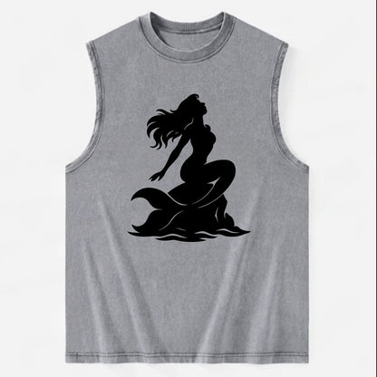 Mermaid on ocean rock - Vintage Washed Tank - Grey