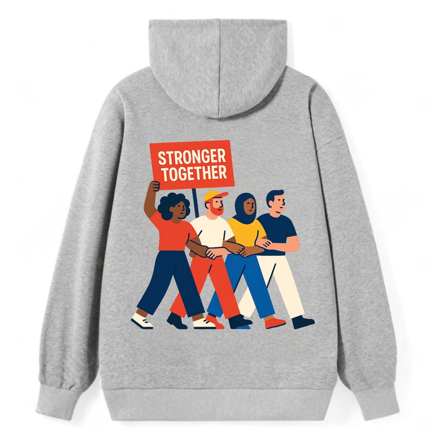 Peaceful protesters marching with linked arms - "Stronger Together" - - Classic Pullover Hoodie - Grey