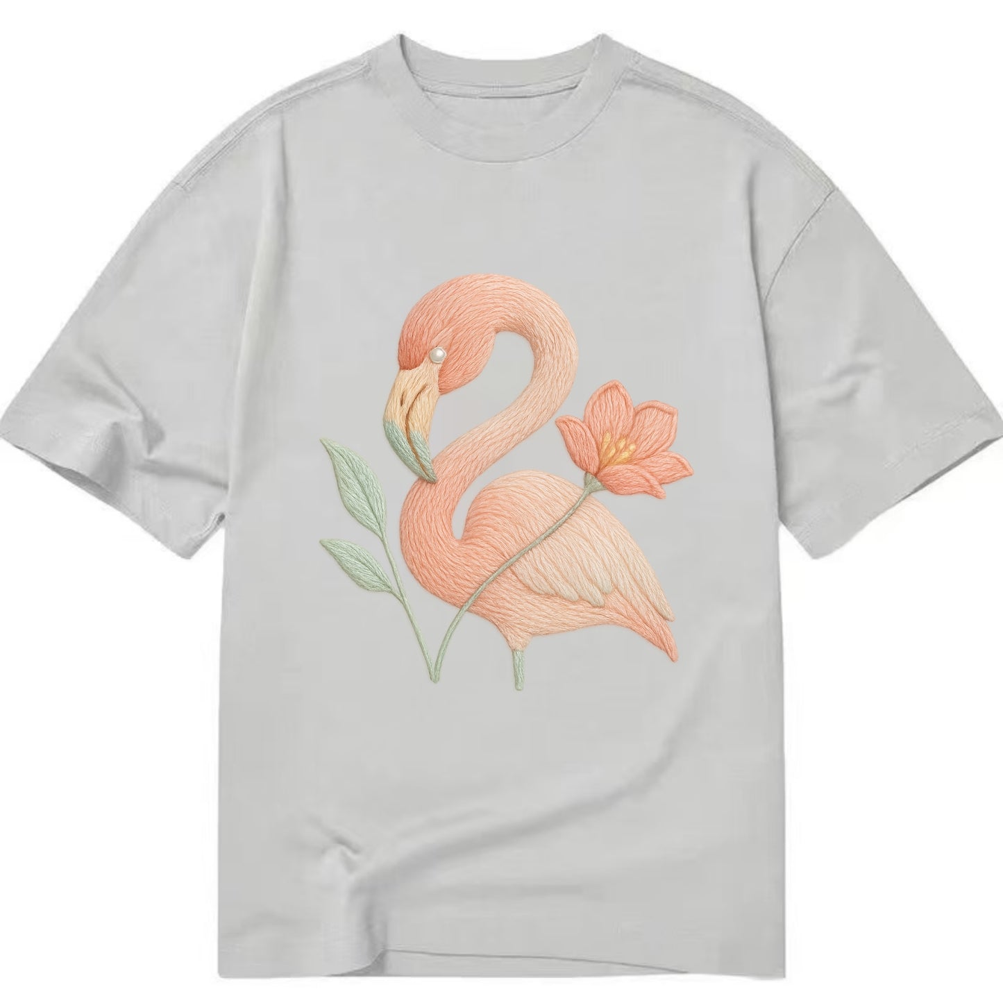 Peach Flamingo - Classic T-shirt - Grey