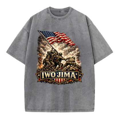 Iwo Jima Flag Raising - Vintage T-shirt - Grey