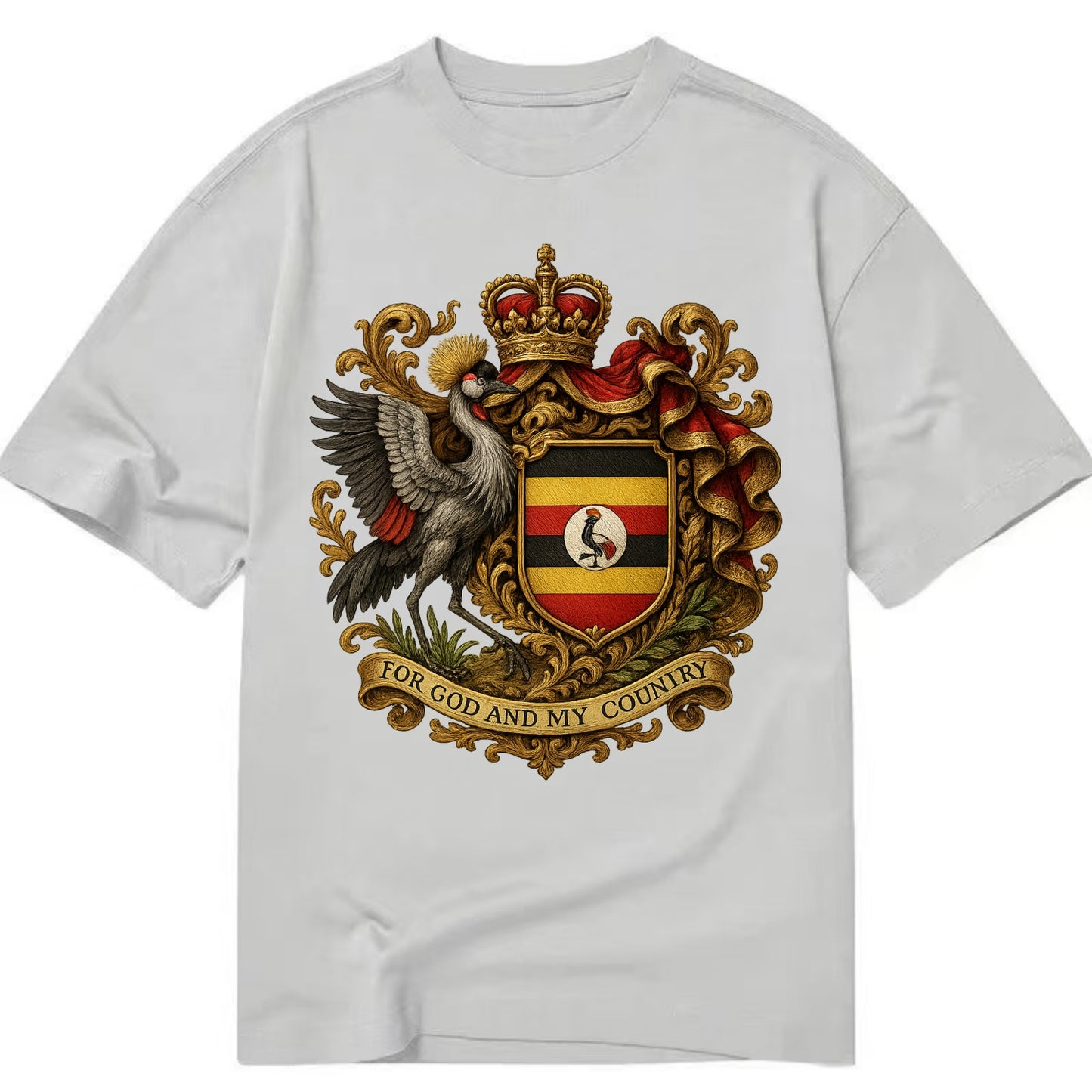 Uganda Crested Crane Emblem  - Classic T-shirt - Grey