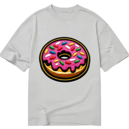 DONUT SPRINKLES - glazed donut with sprinkles in pink and rainbow , sweet treat - Classic T-shirt - Grey