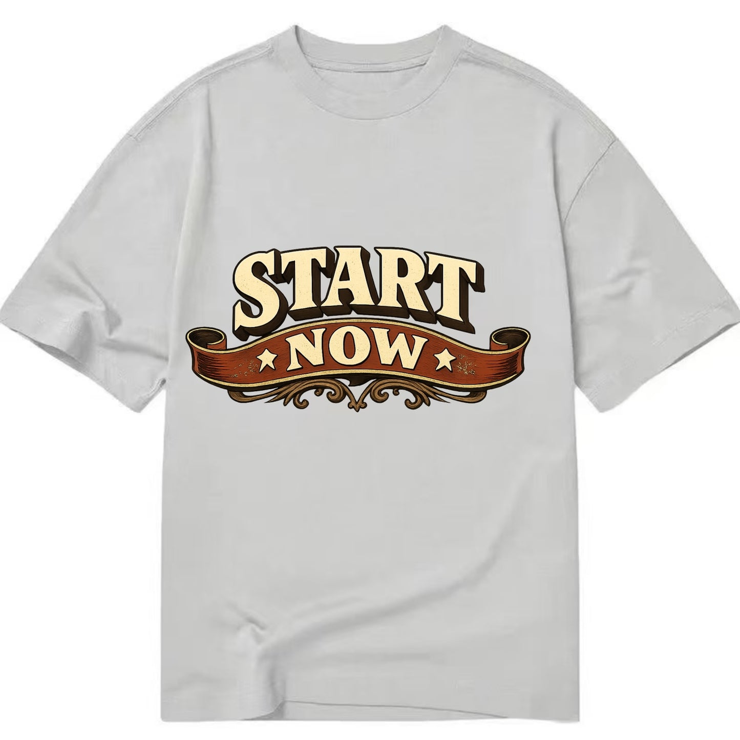 Bold typography design - "START NOW" - begin immediately, no delay - Classic T-shirt - Grey