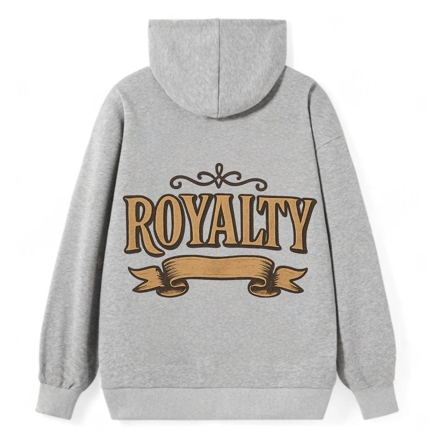 Bold typography design - "ROYALTY" - regal bearing, noble spirit - Classic Pullover Hoodie - Grey