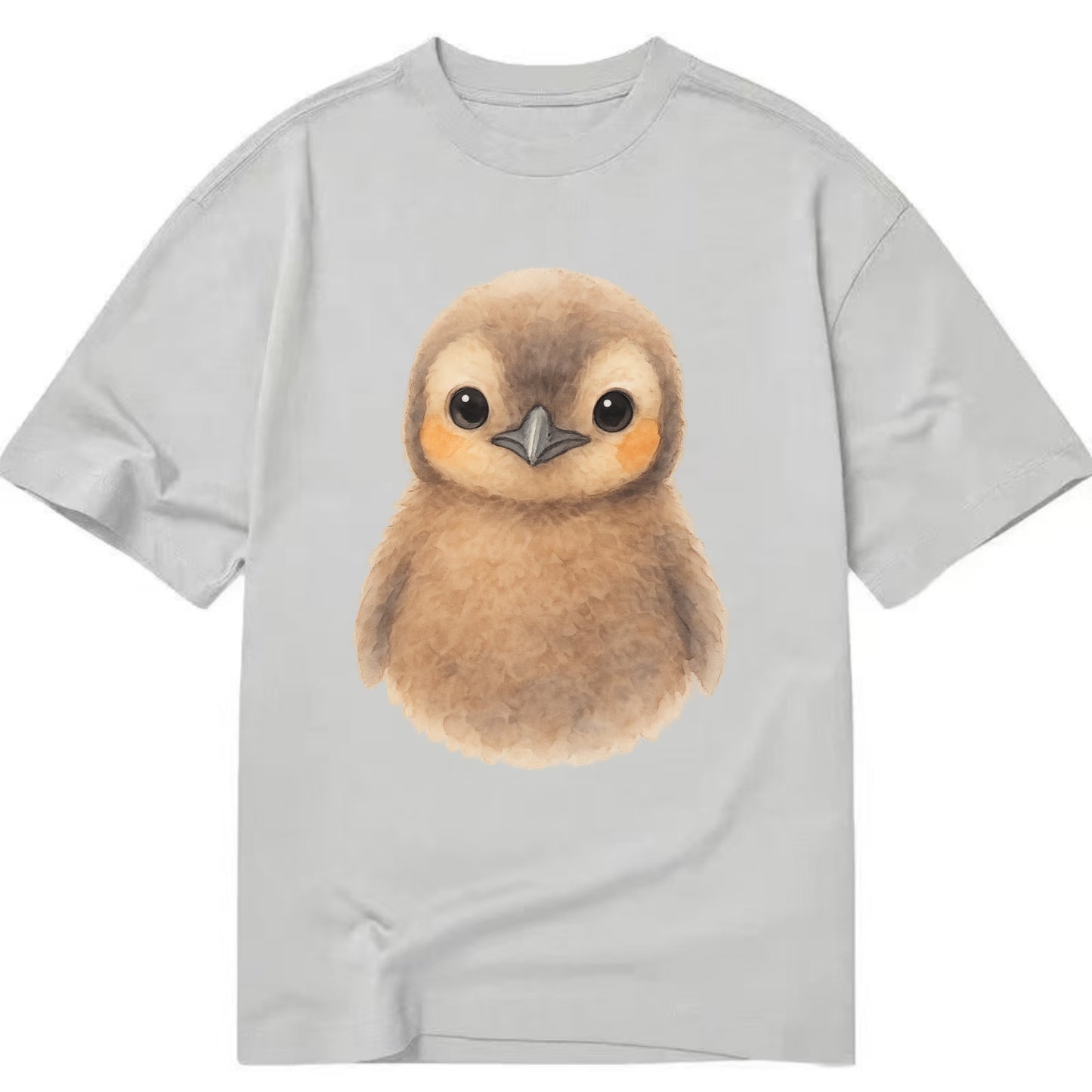 Baby King Penguin - orange cheek patches, fluffy brown, large eyes, front-facing, - Classic T-shirt - Grey