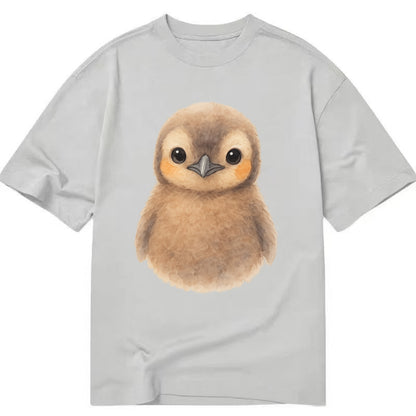 Baby King Penguin - orange cheek patches, fluffy brown, large eyes, front-facing, - Classic T-shirt - Grey