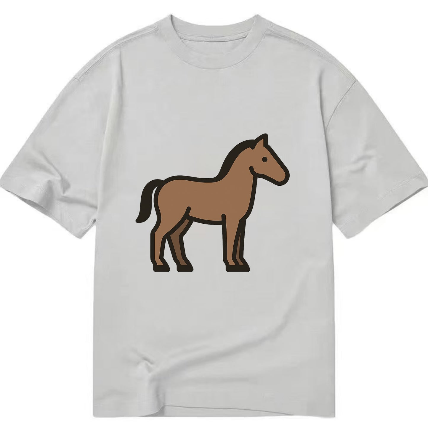 Horse - Brown standing pose flat side profile - Classic T-shirt - Grey