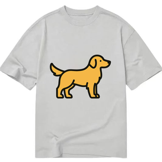Golden Retriever - Golden colored flat side profile - Classic T-shirt - Grey