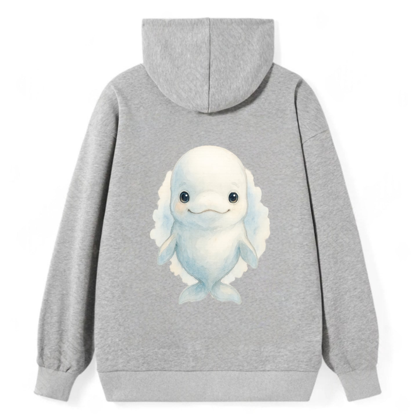 Baby Beluga Whale - pure white, rounded forehead, small eyes with big - Classic Pullover Hoodie - Grey