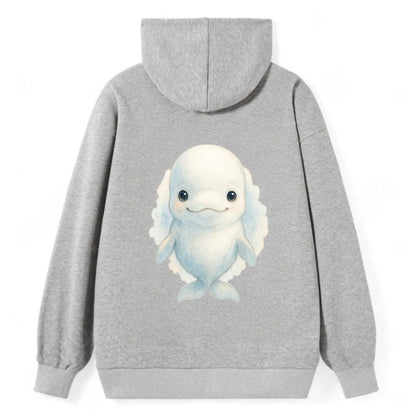 Baby Beluga Whale - pure white, rounded forehead, small eyes with big - Classic Pullover Hoodie - Grey