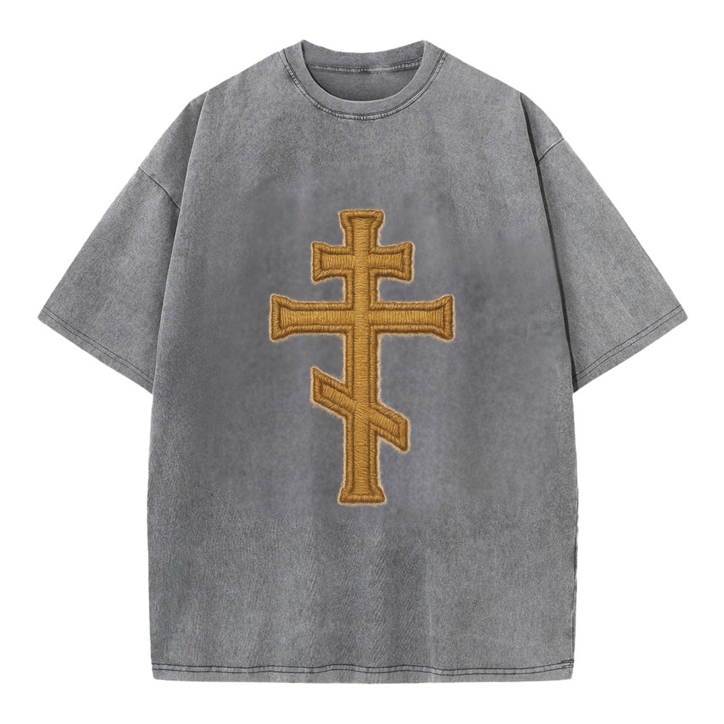 Orthodox Cross  - Vintage T-shirt - Grey