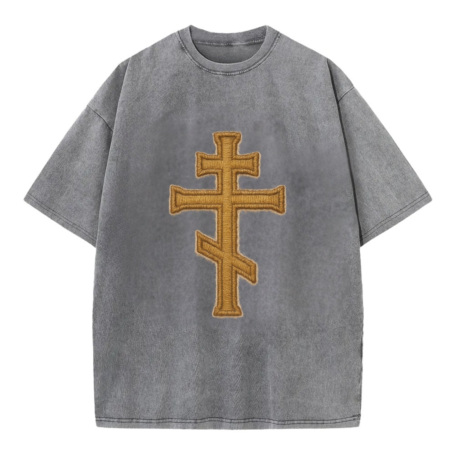 Orthodox Cross  - Vintage T-shirt - Grey