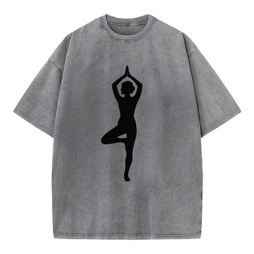 Yogi in tree pose silhouette - Vintage T-shirt
