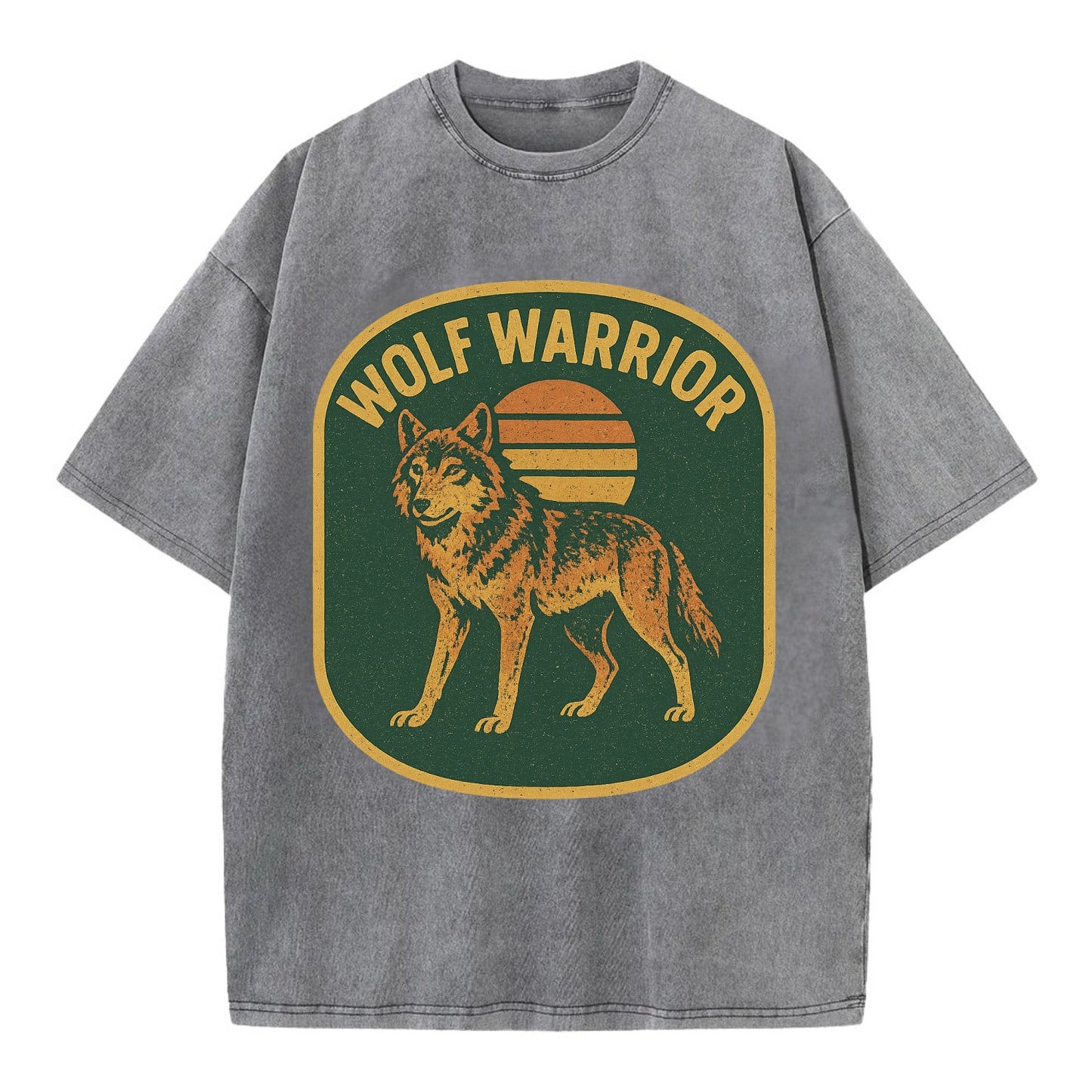 Wolf Warrior  - Vintage T-shirt - Grey