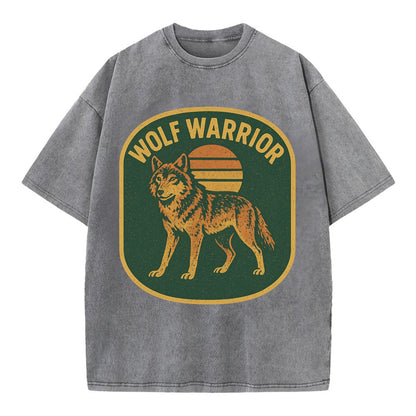 Wolf Warrior  - Vintage T-shirt - Grey