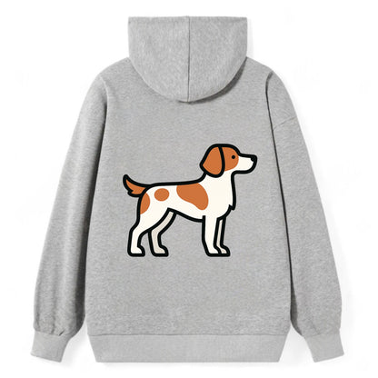 Brittany Spaniel - Orange and white flat side profile - Classic Pullover Hoodie - Grey