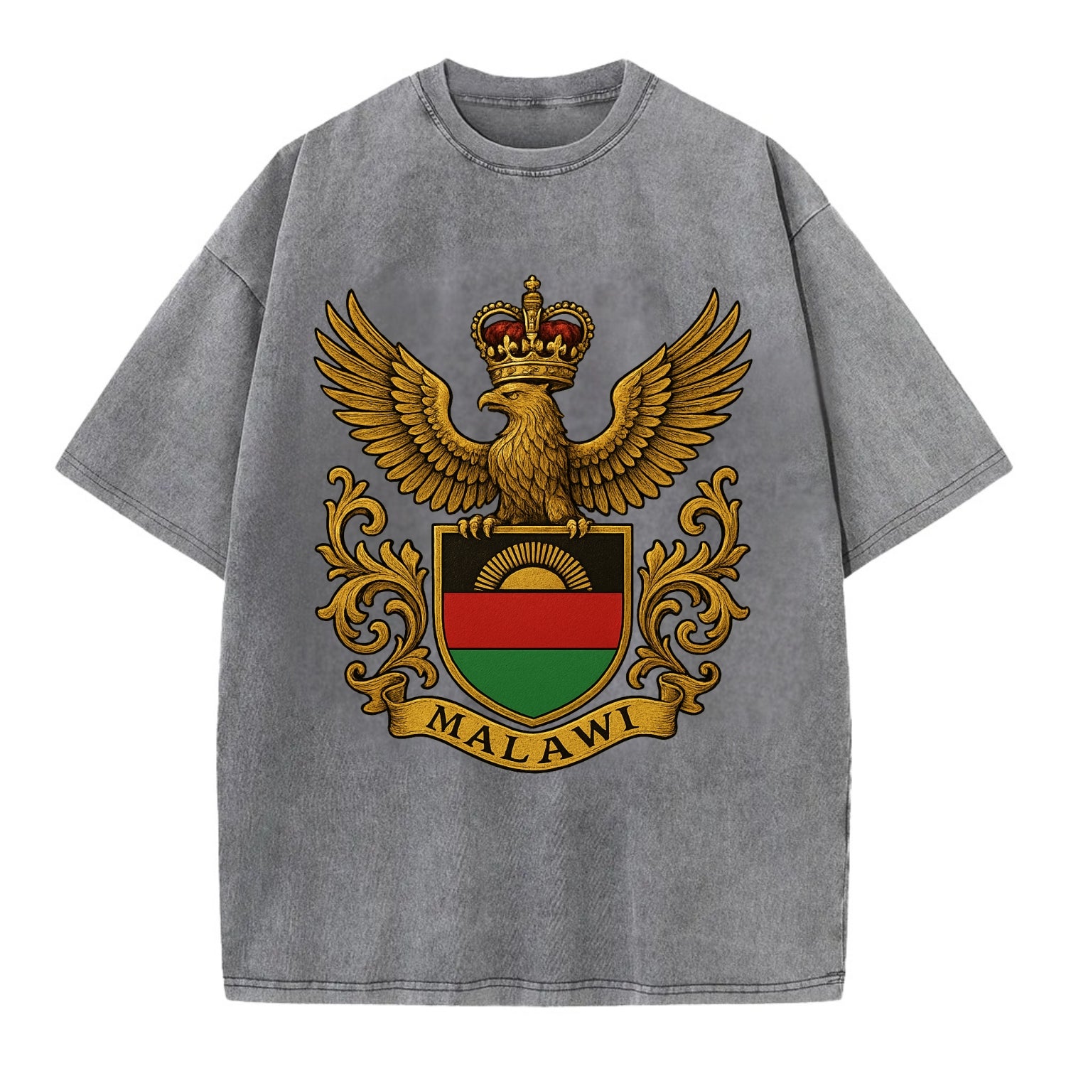 Malawi Royal Logo  - Vintage T-shirt - Grey