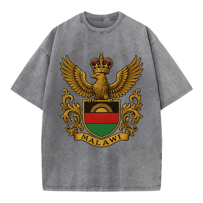 Malawi Royal Logo  - Vintage T-shirt - Grey