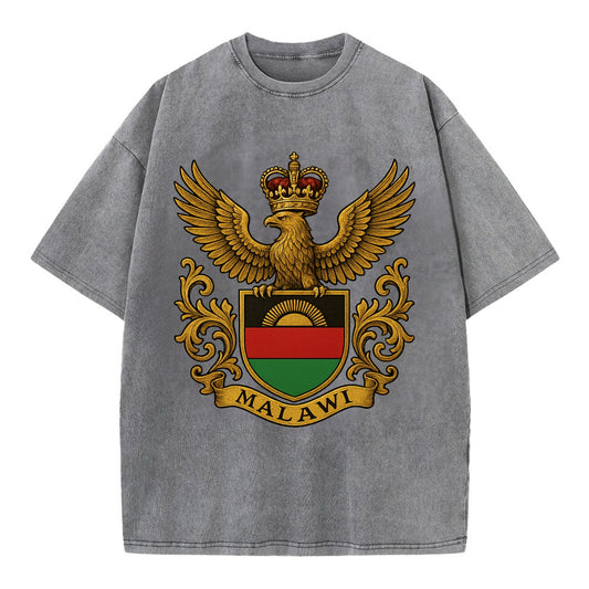 Malawi Royal Logo  - Vintage T-shirt - Grey