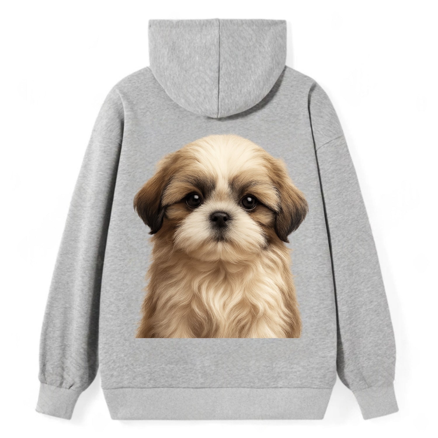 Baby Shih Tzu Puppy - long flowing coat, flat face, big dark eyes, - Classic Pullover Hoodie - Grey