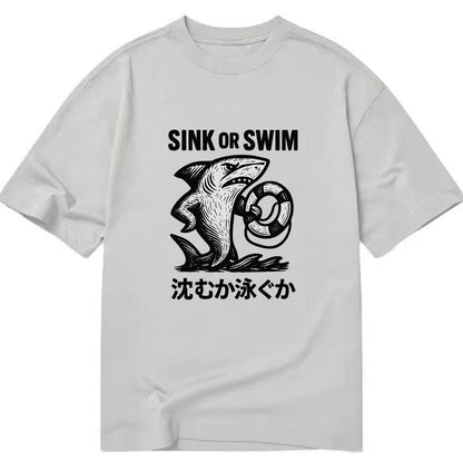 Sink or Swim - Shark holding a life pres Classic T-shirt - Grey