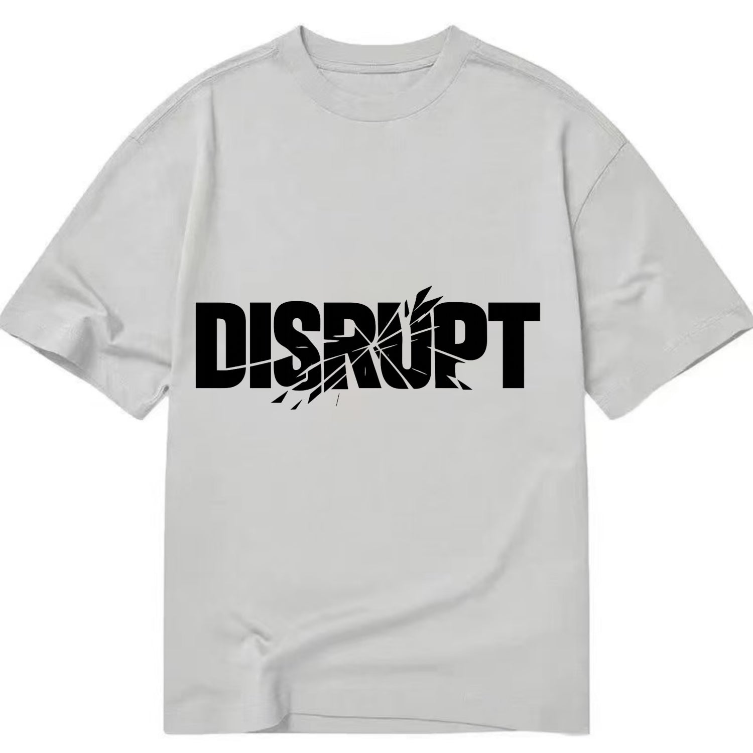 Bold typography design - "DISRUPT" - breaking patterns, changing game - Classic T-shirt - Grey