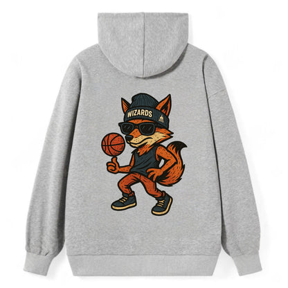 Washington Fox wearing Wizards beanie with capitol patch and wayfarer - Classic Pullover Hoodie - Grey