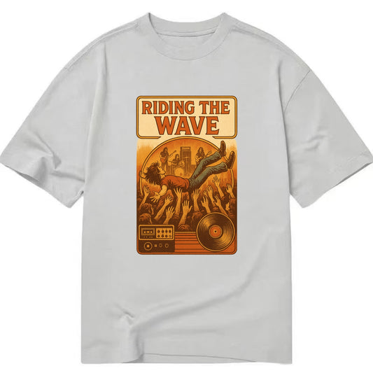Crowd surfing at packed concert - "Riding the Wave" - concert energy - Classic T-shirt - Grey