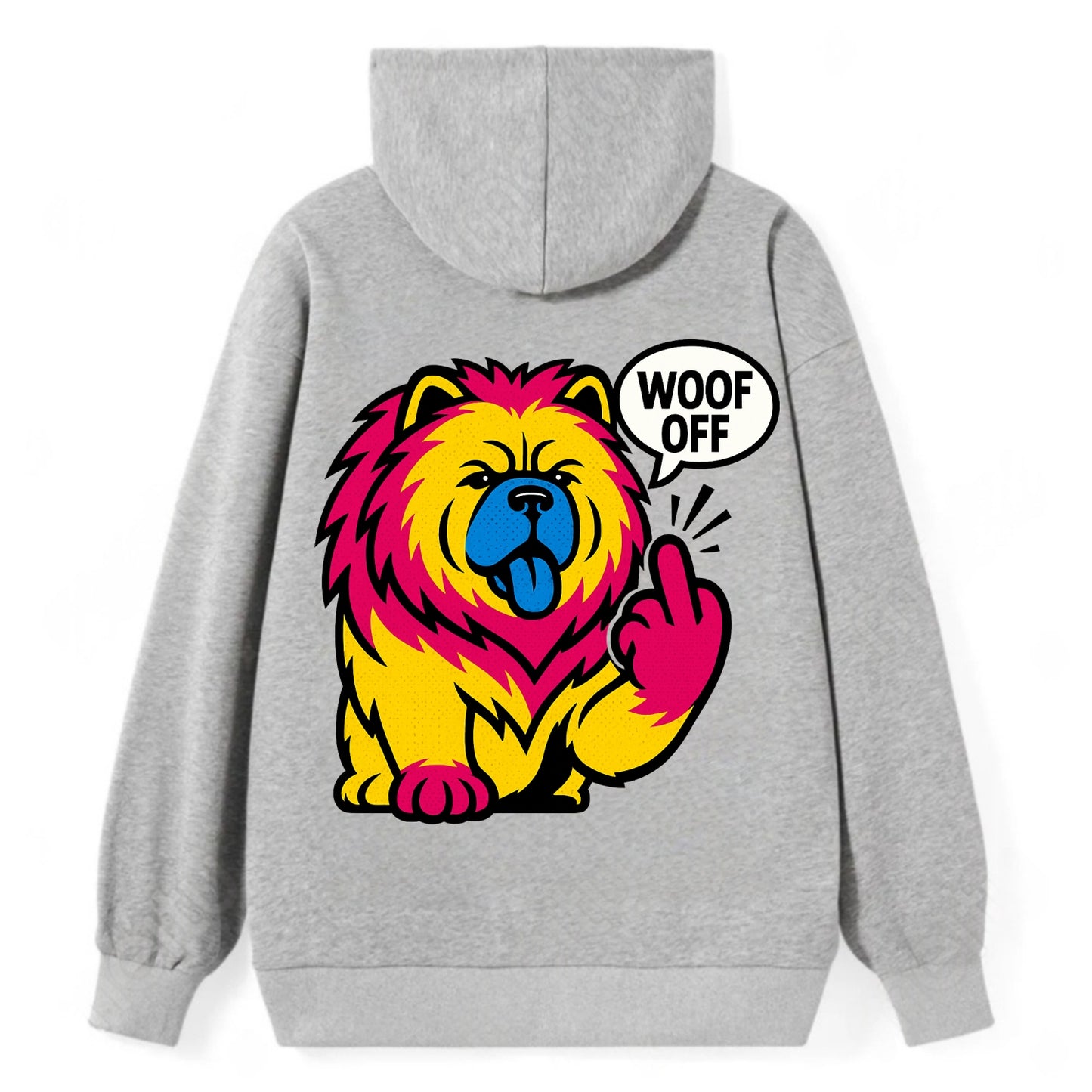 Chow Chow with lion mane and blue-black tongue, fluffy dignified paw up - Classic Pullover Hoodie - Grey