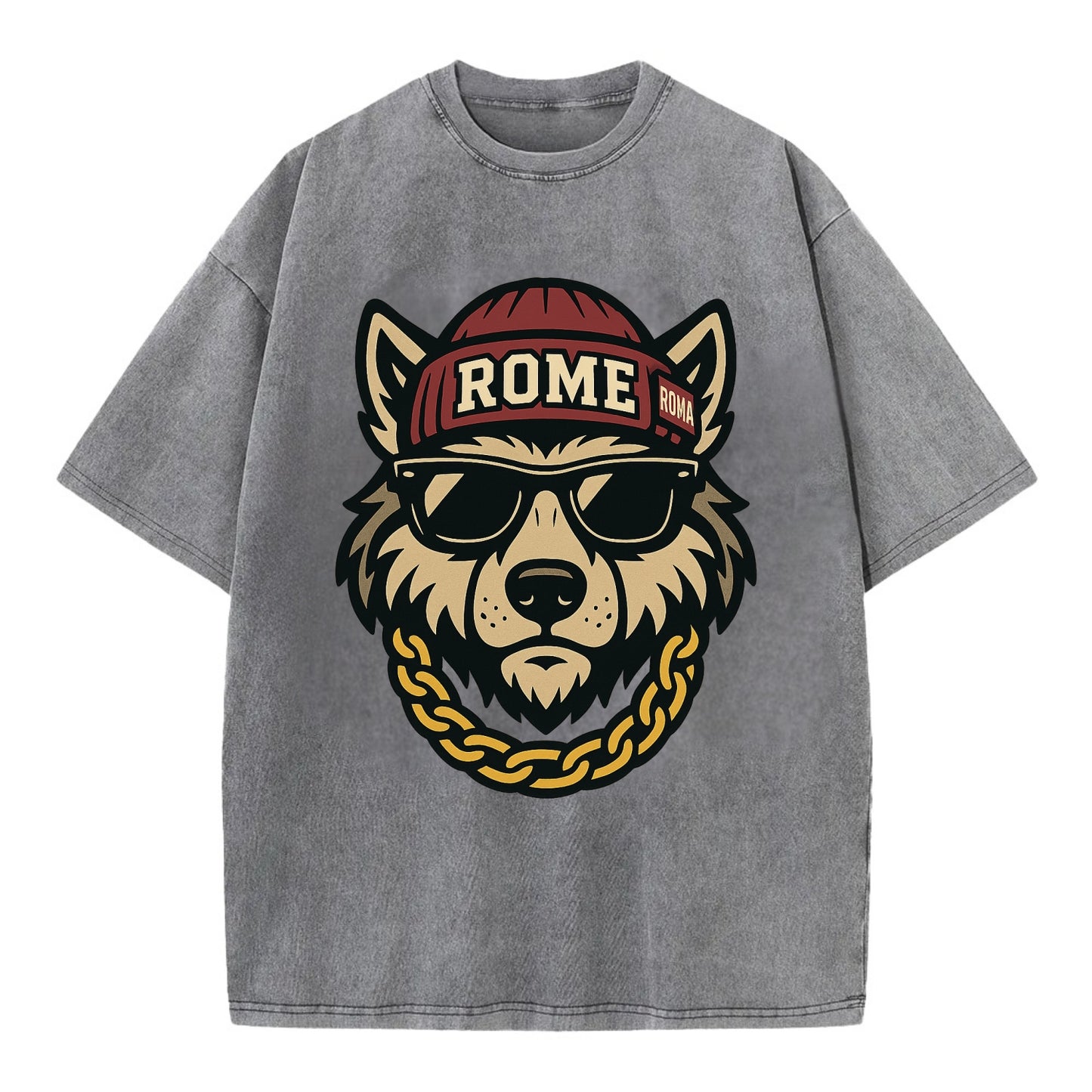 Rome Wolf - Vintage T-shirt - Grey