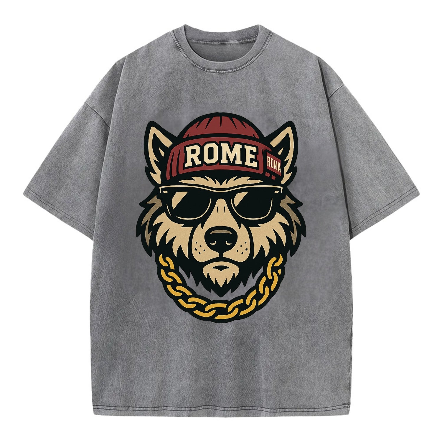 Rome Wolf - Vintage T-shirt - Grey
