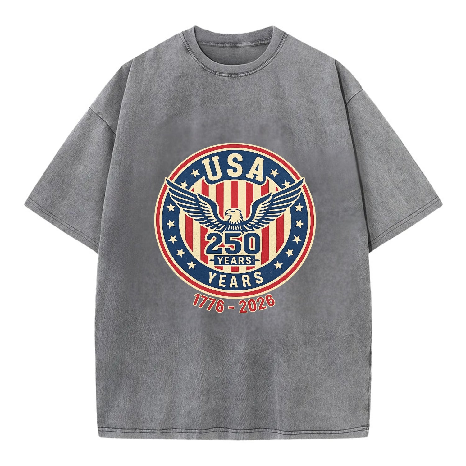 Usa 250 Years Eagle Seal - Vintage T-shirt - Grey