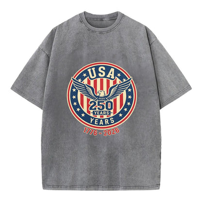 Usa 250 Years Eagle Seal - Vintage T-shirt - Grey
