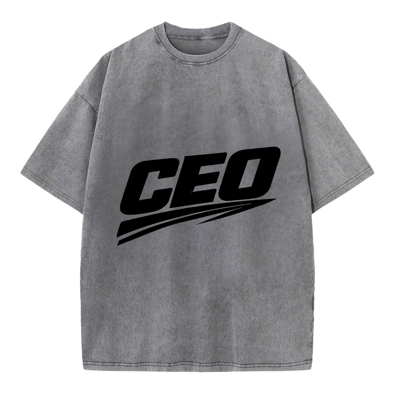 Bold typography design - "CEO" - chief executive, running things - Vintage T-shirt - Grey
