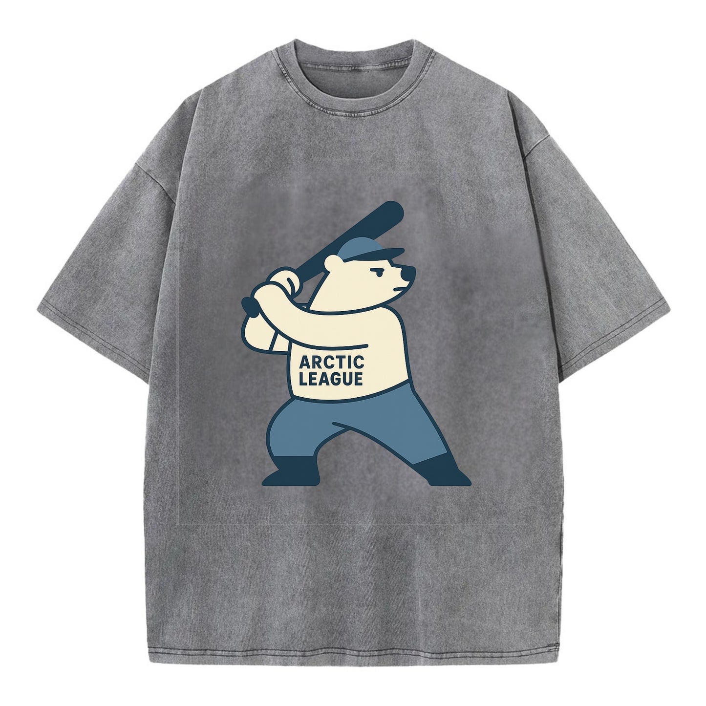 Polar Bear Baseball MVP - Vintage T-shirt - Grey