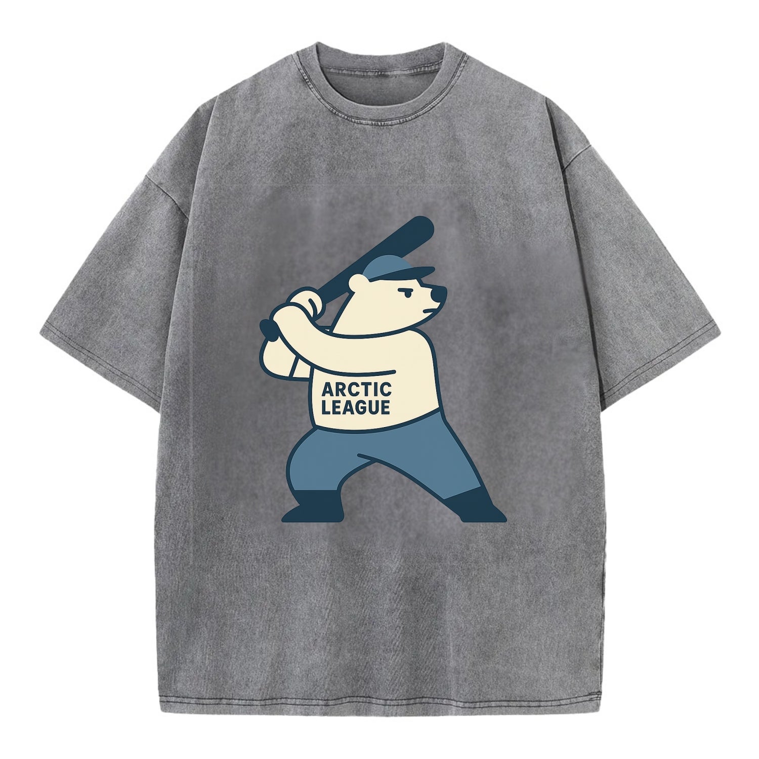 Polar Bear Baseball MVP - Vintage T-shirt - Grey