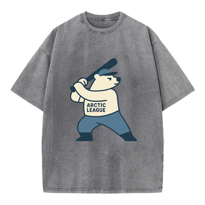 Polar Bear Baseball MVP - Vintage T-shirt - Grey