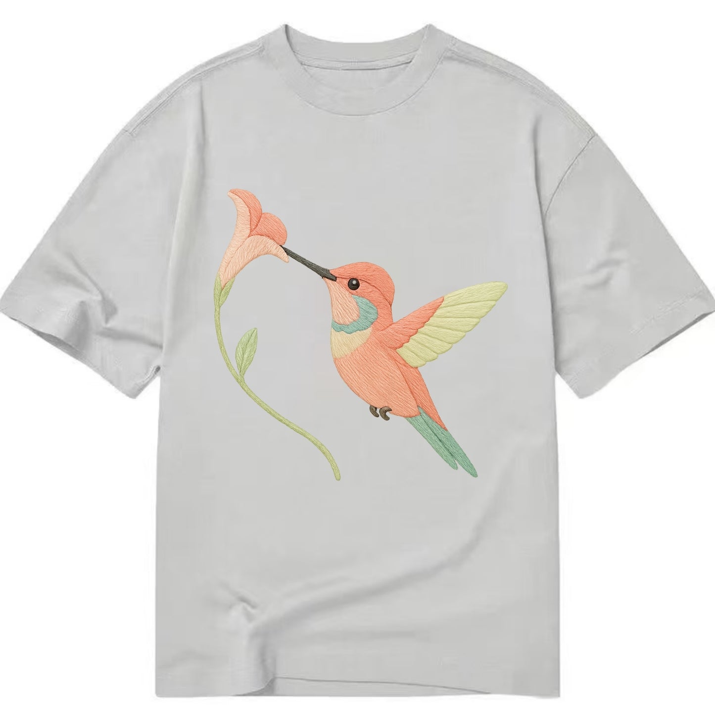 Coral Hummingbird - Classic T-shirt - Grey