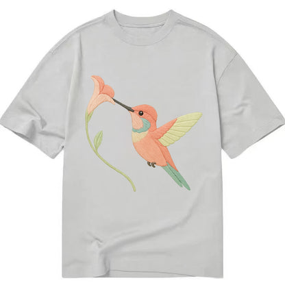 Coral Hummingbird - Classic T-shirt - Grey