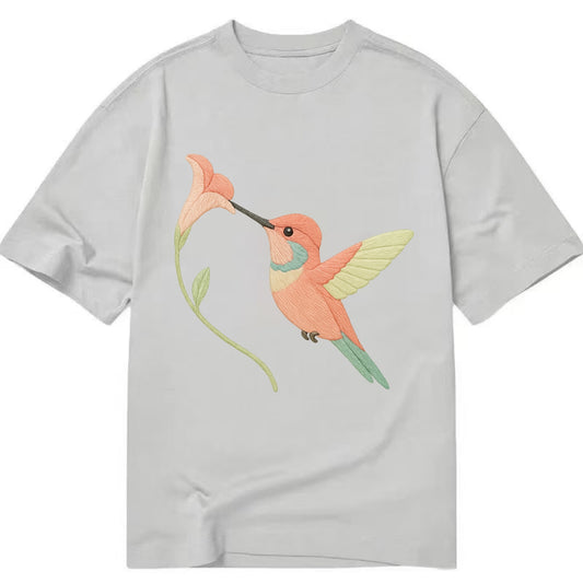 Coral Hummingbird - Classic T-shirt - Grey