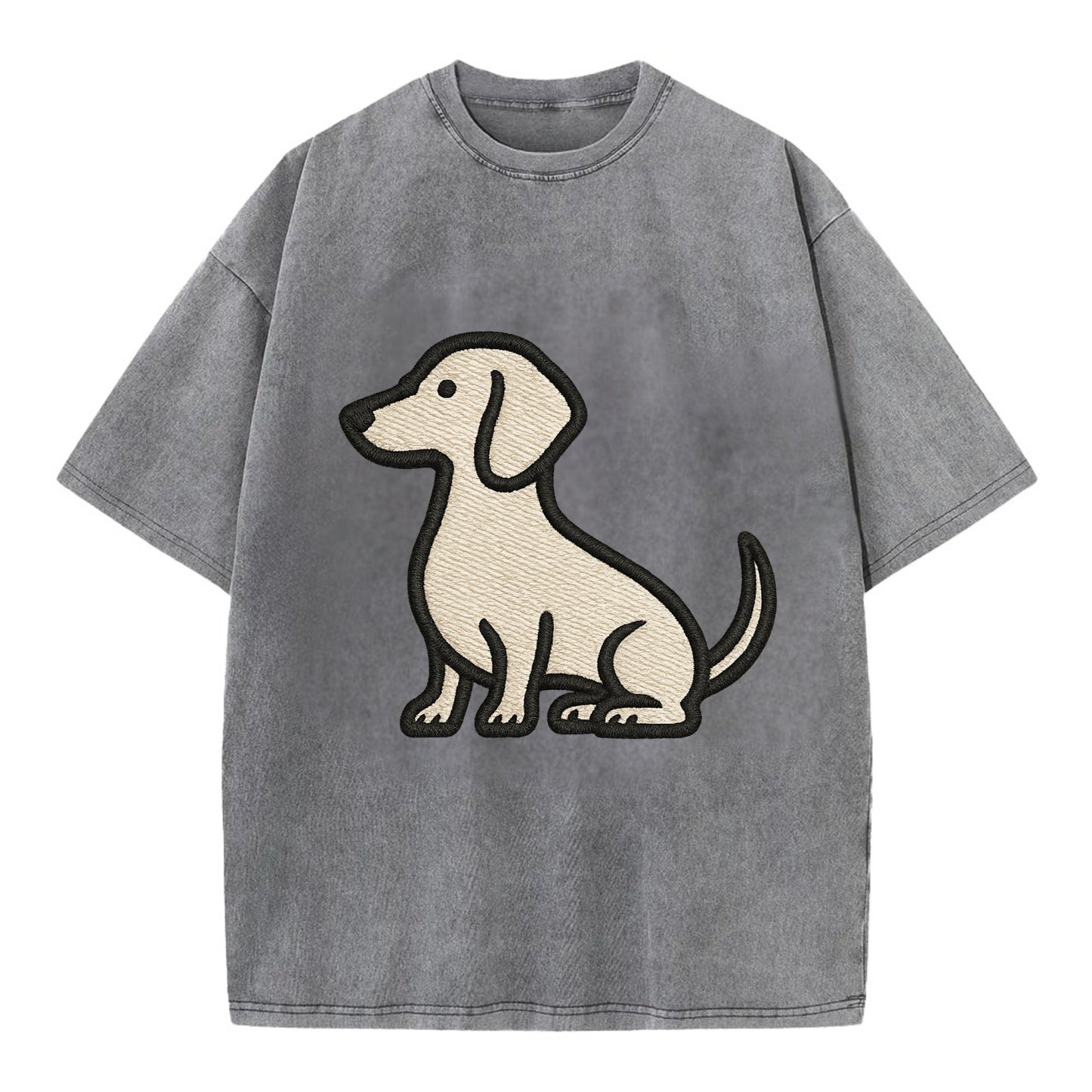 Dachshund - Long body profile view - Vin Vintage T-shirt - Grey