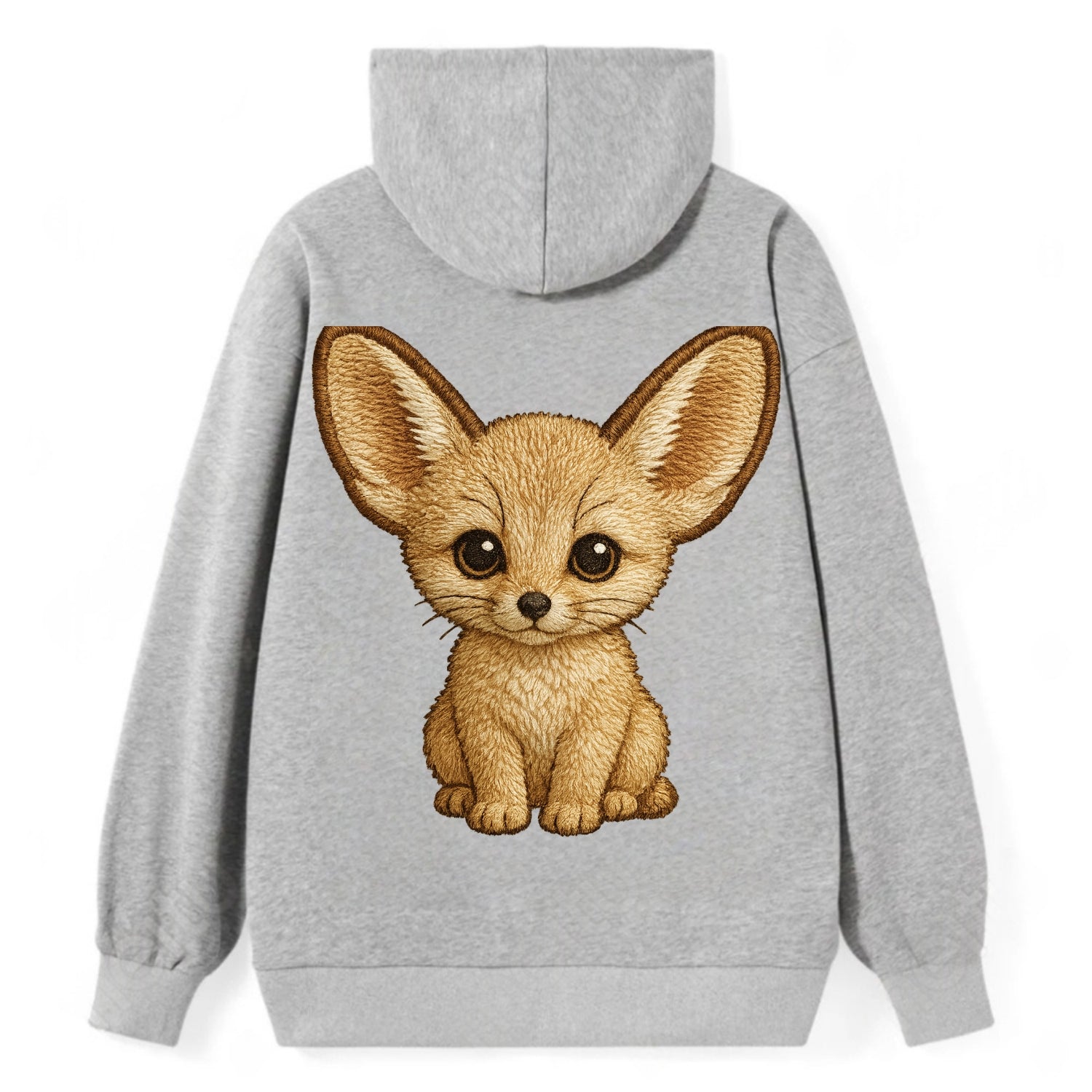 Baby Fennec Fox - huge ears, cream fur, large dark eyes, front-facing, - Classic Pullover Hoodie - Grey